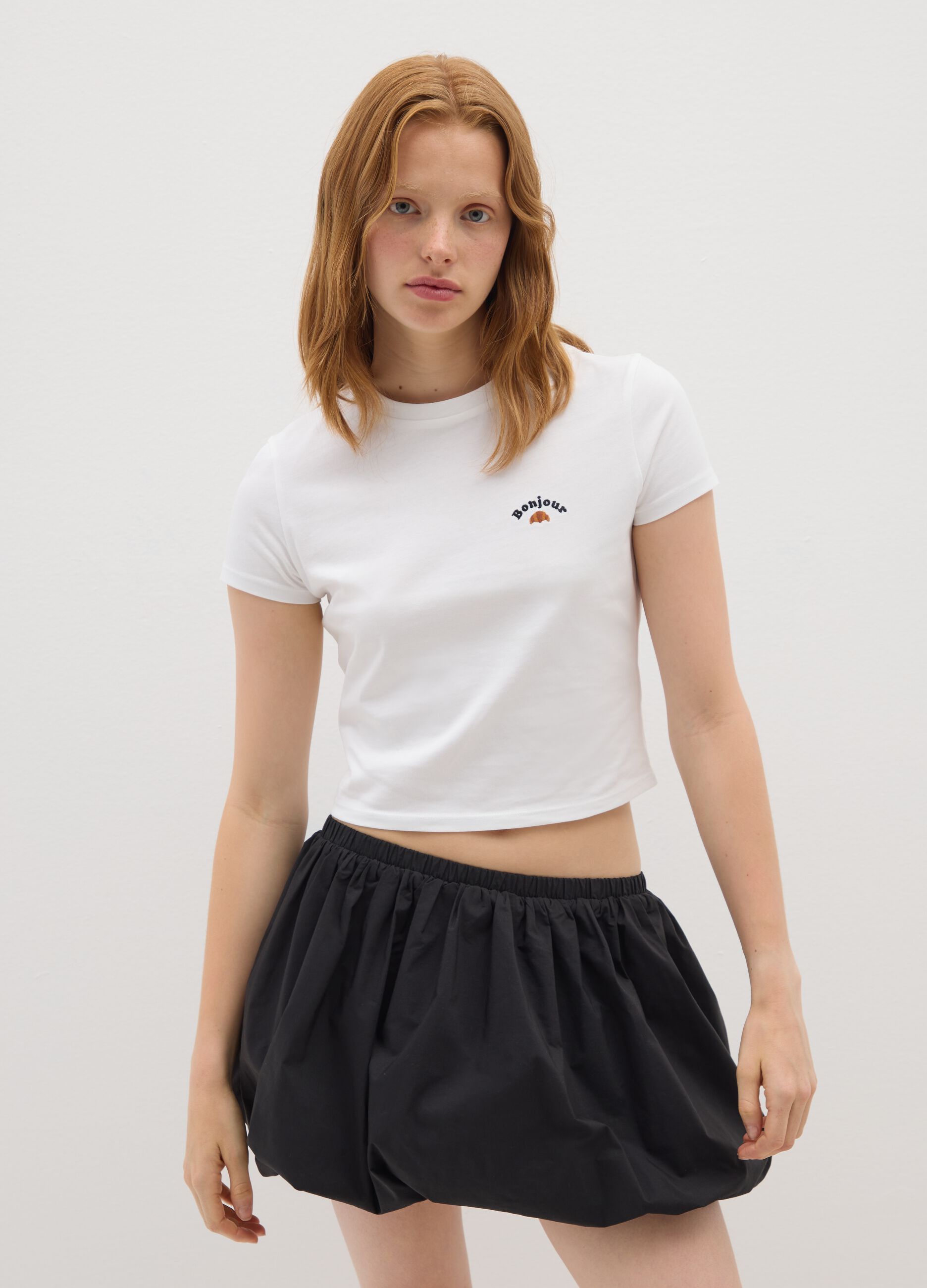 Women's pure cotton white t-shirt with print