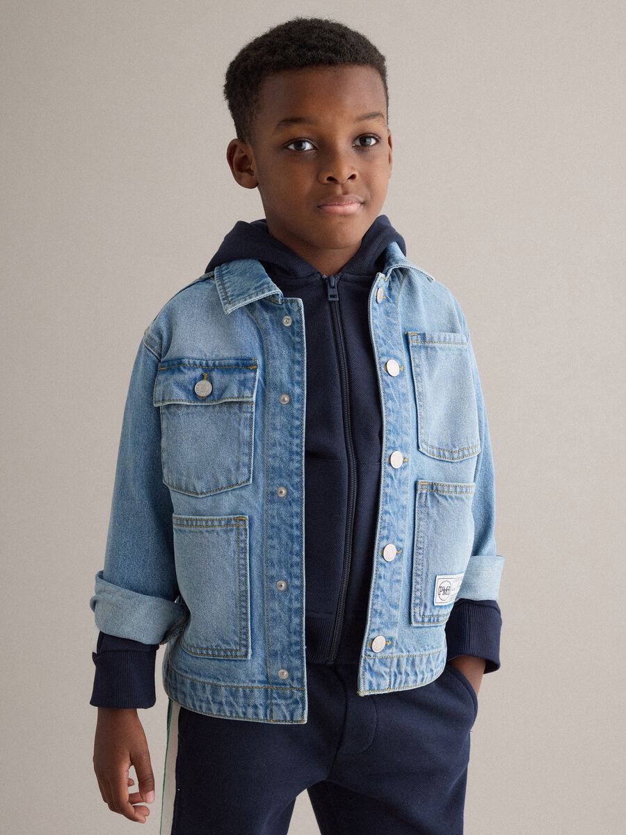 Child's regular fit blue denim pure cotton jacket_1