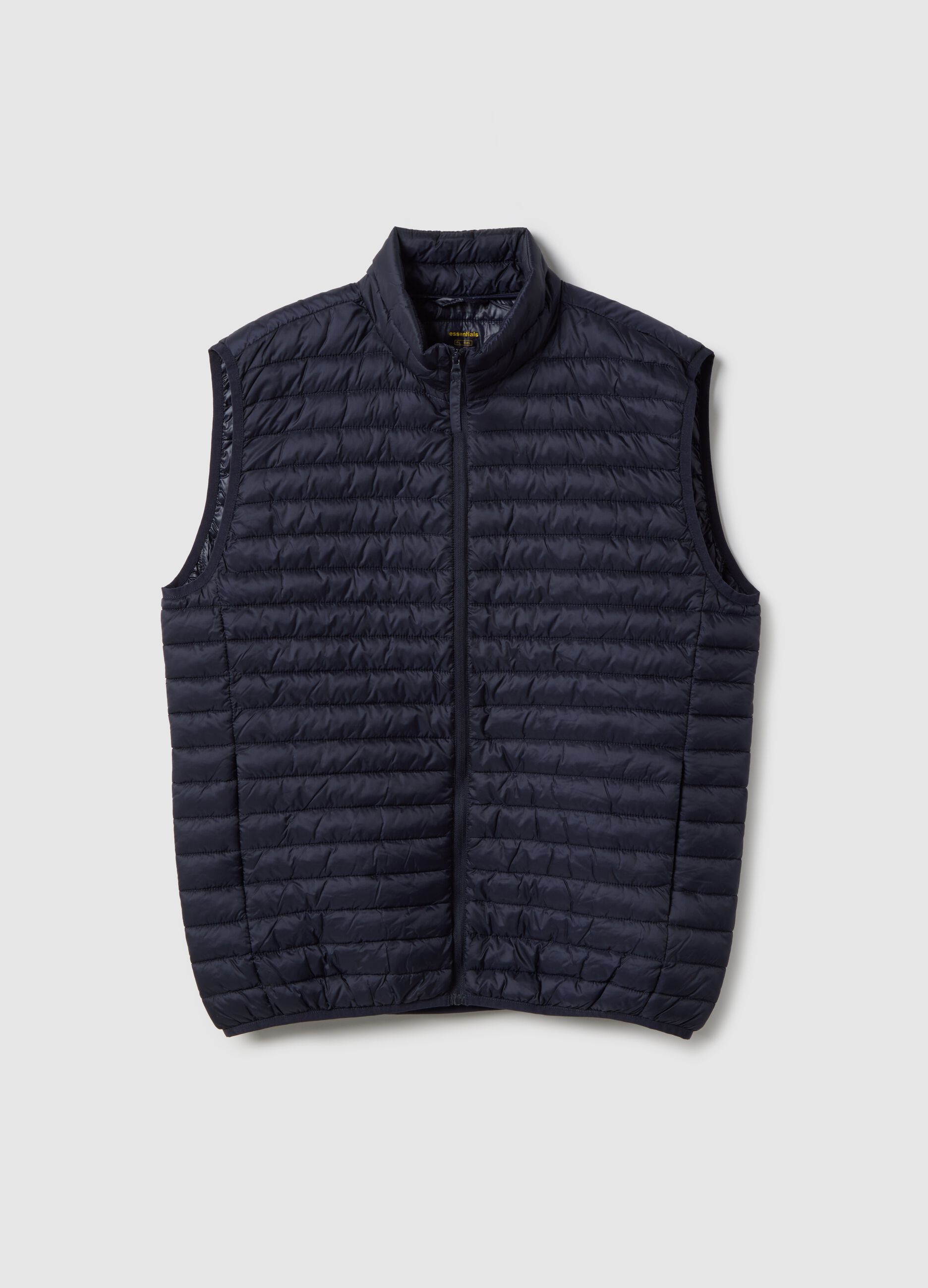 Ultra-lightweight blue regular fit vest without hood