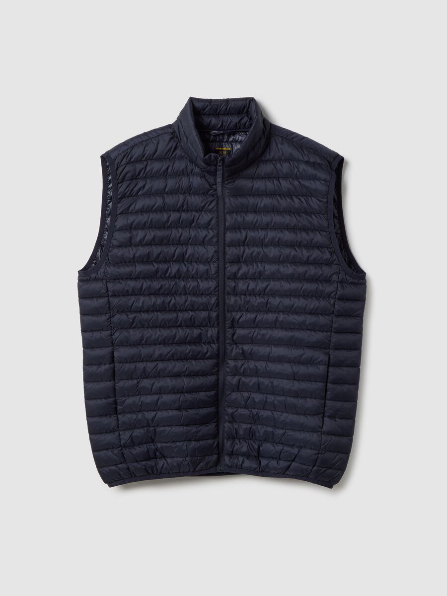 Ultra-lightweight blue regular fit vest without hood_0