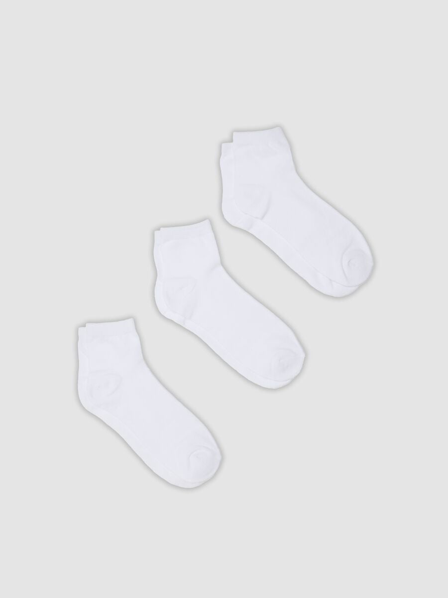 Tripack di calze sportive bianche alla caviglia in cotone organico_0