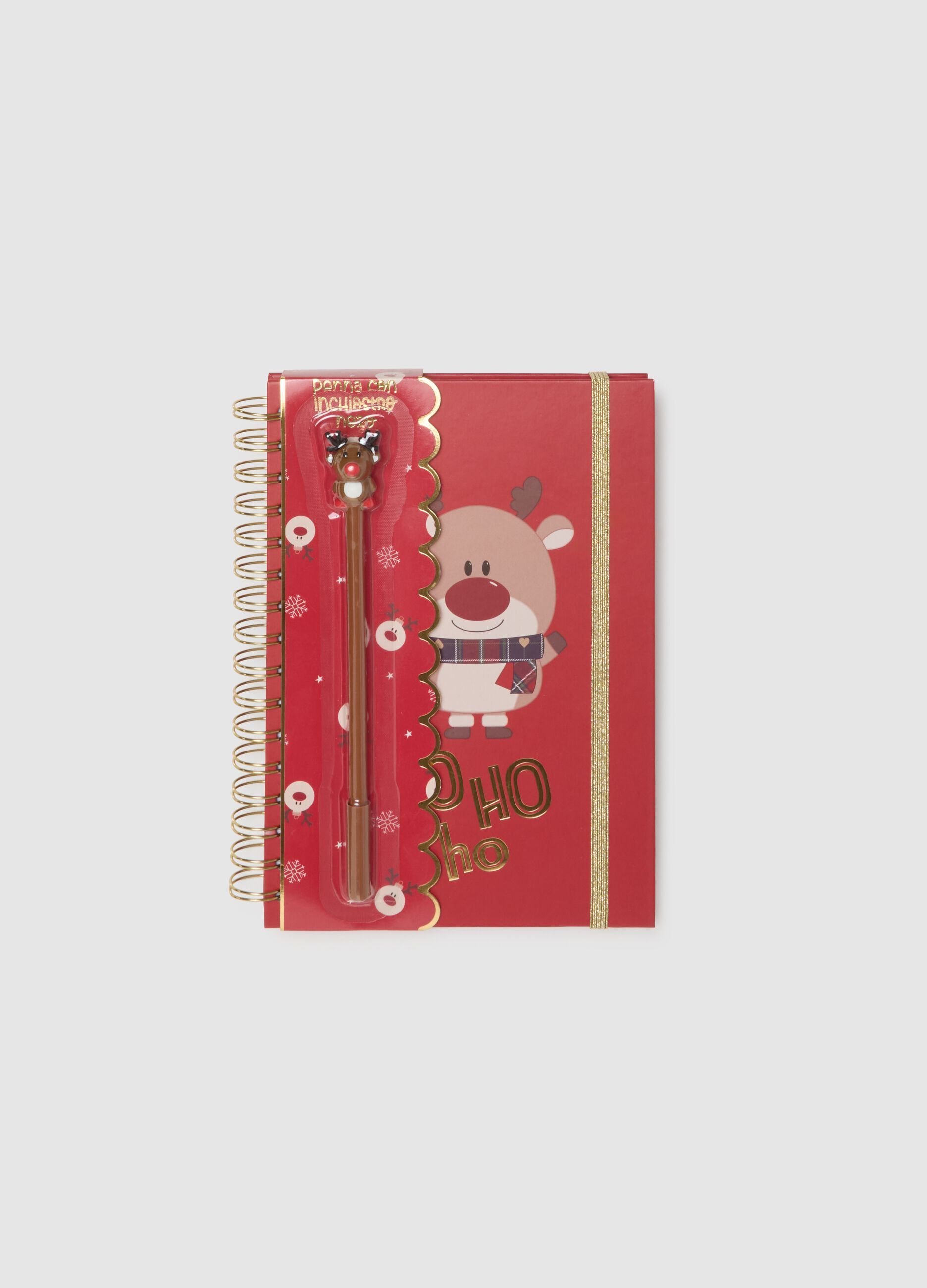 Red Christmas notebook with pen