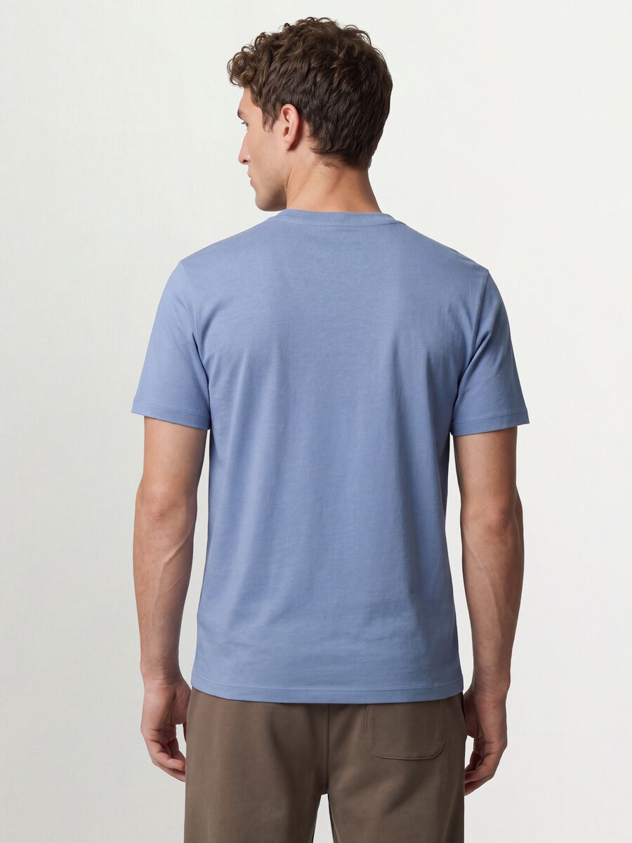 T-shirt blu in puro cotone organico jersey regular fit_3