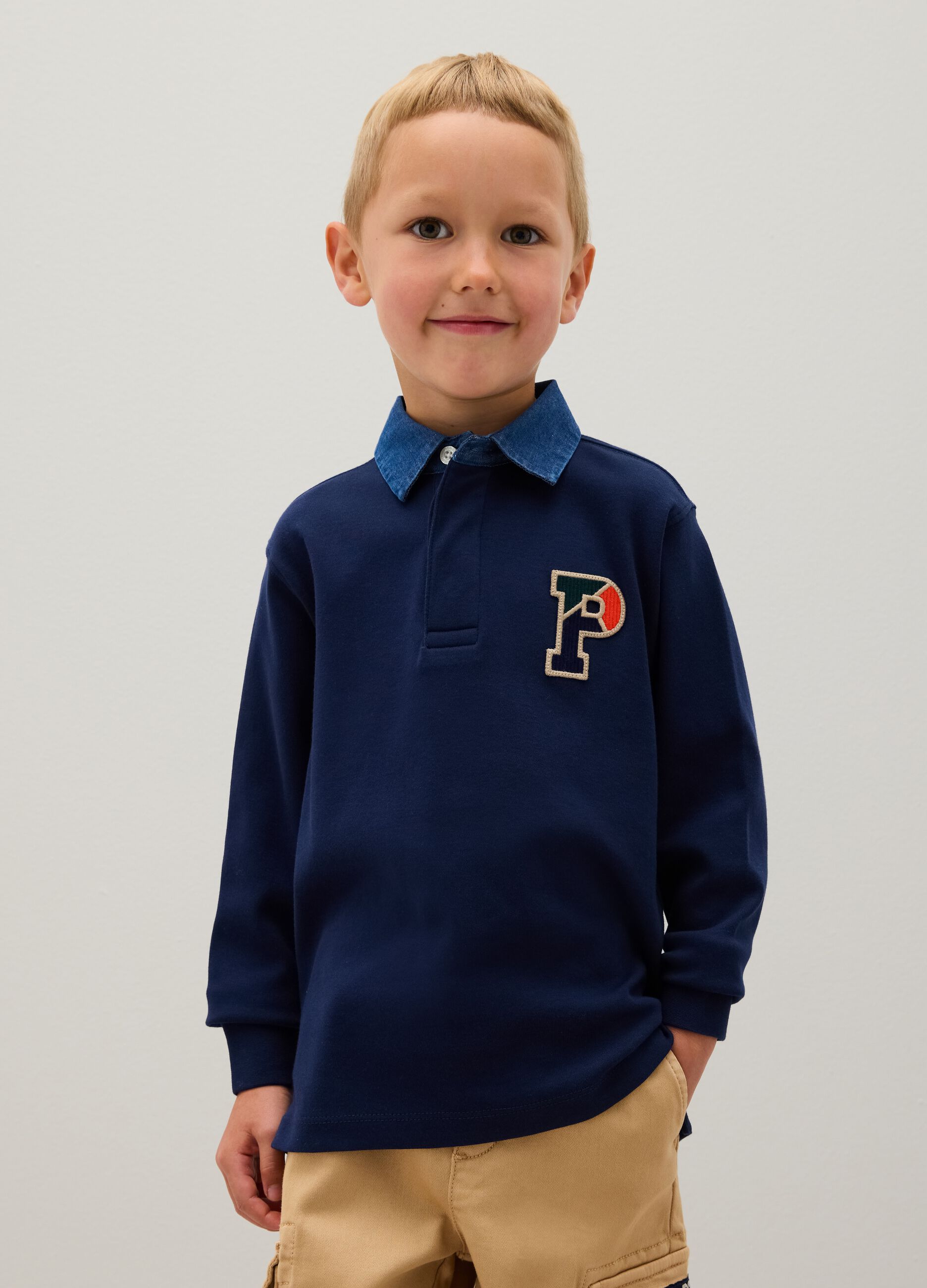 Children's blue pure cotton polo regular fit