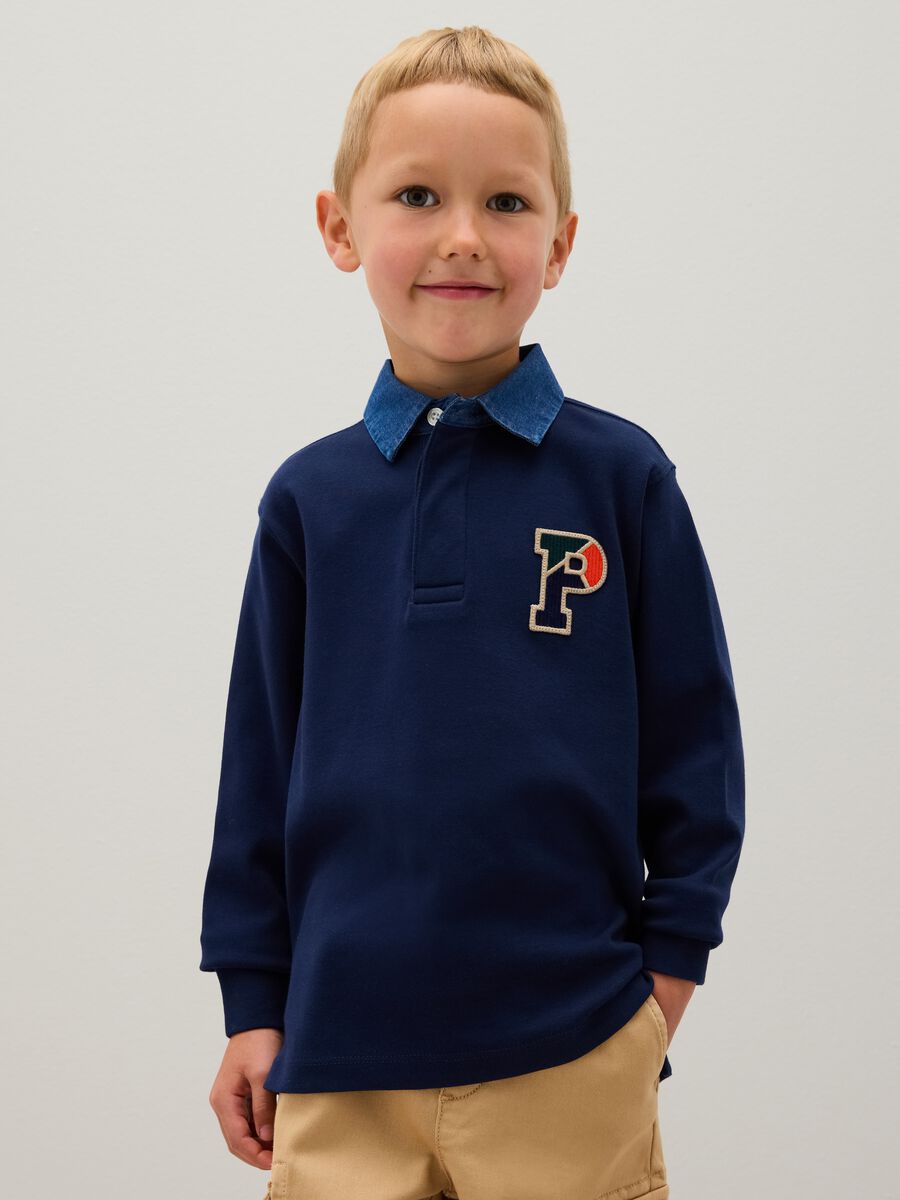 Children's blue pure cotton polo regular fit_0