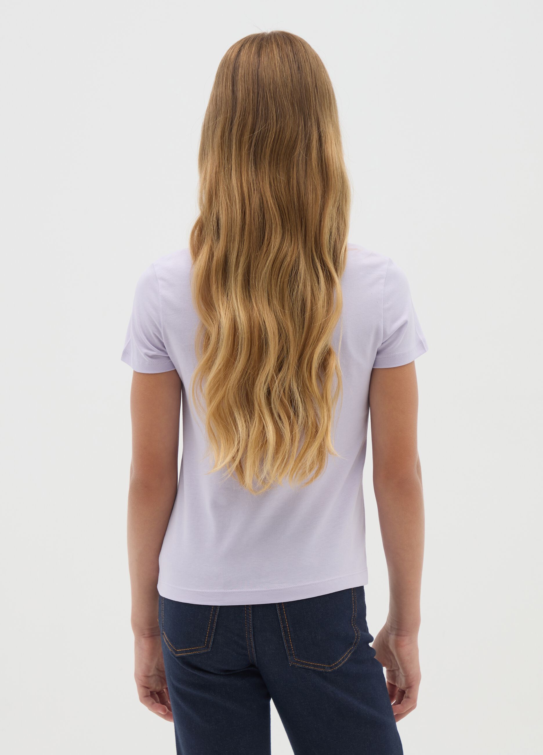 Purple girl's pure cotton T-shirt regular fit