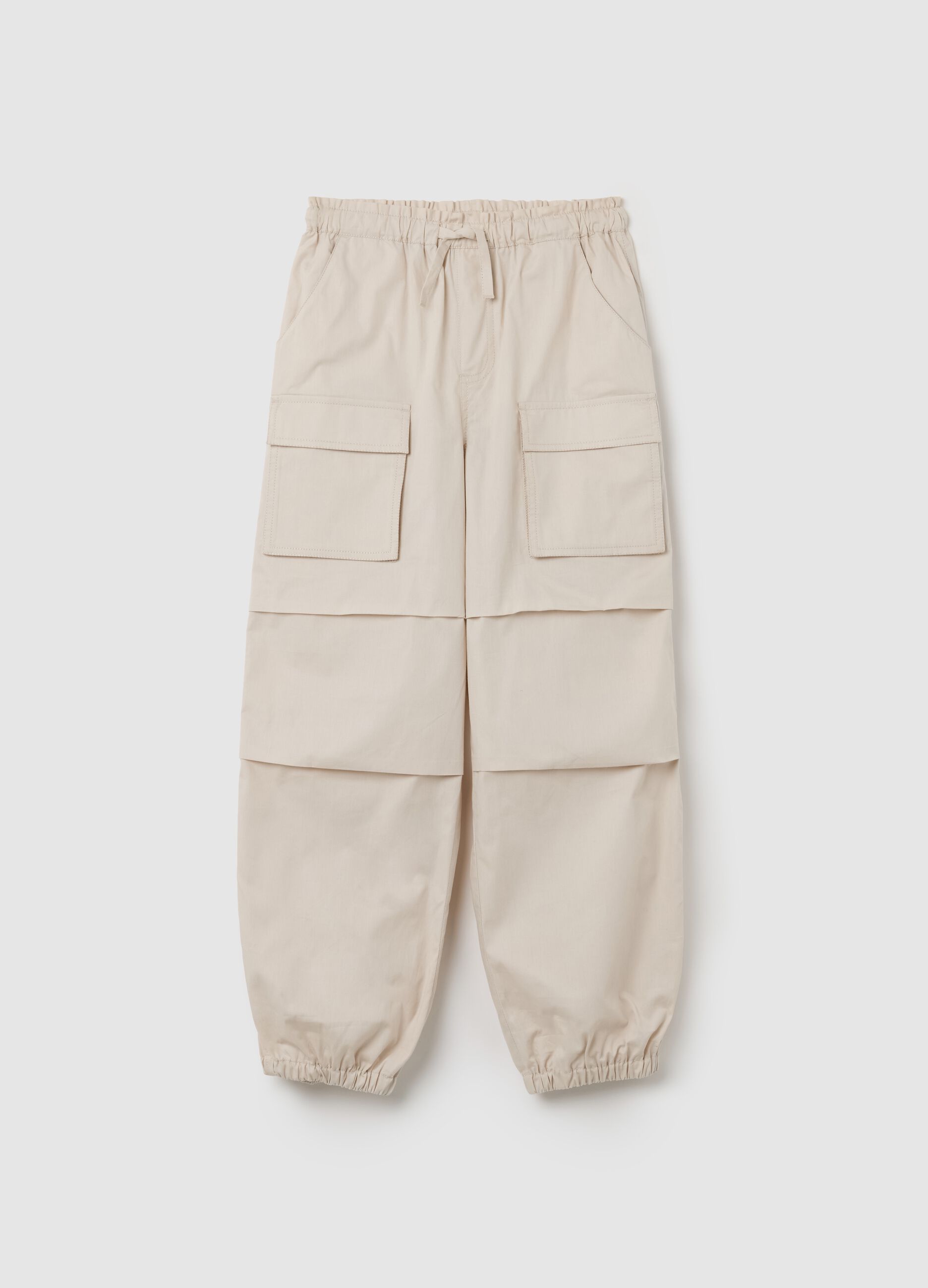 Pantaloni per ragazza in puro cotone beige regular fit