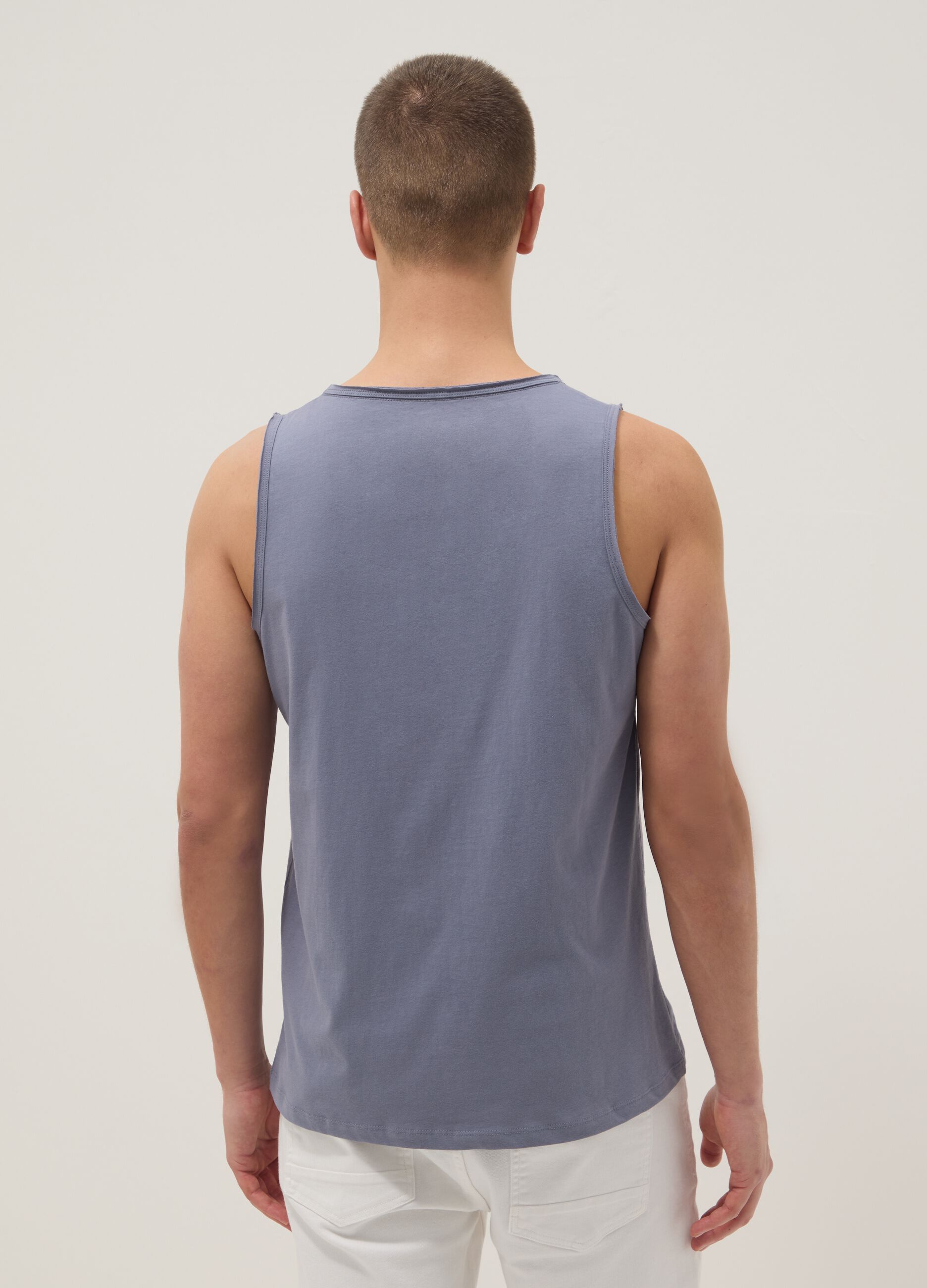 Blue pure cotton vest top