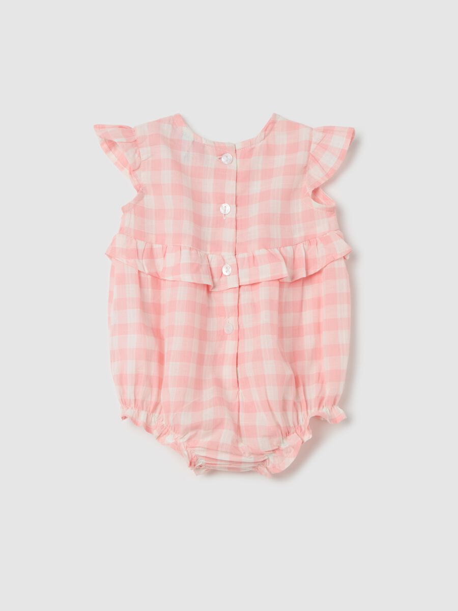Cotton romper suit with check pattern_1