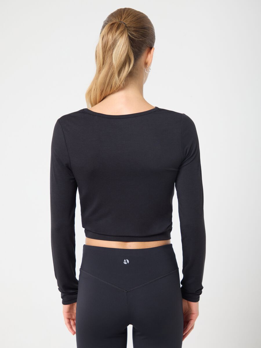 Technical fabric cropped T-shirt with crossover ALTAVIA STUDIO_2