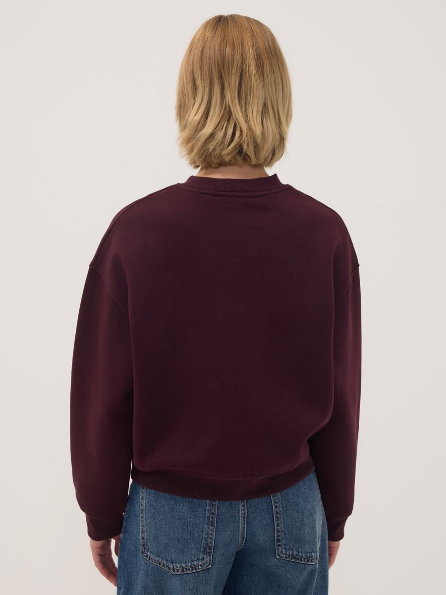Felpa rossa girocollo in misto cotone con strass relaxed fit_3