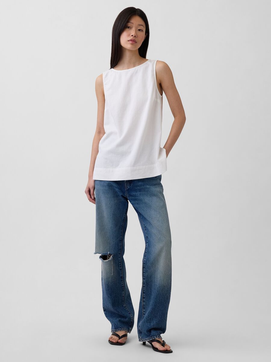 Sleeveless linen-blend top_4