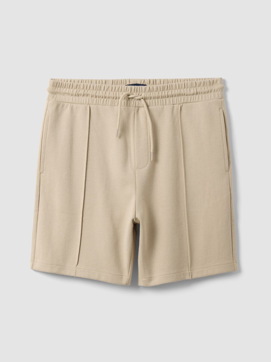 Shorts in misto cotone beige regular fit con coulisse_4