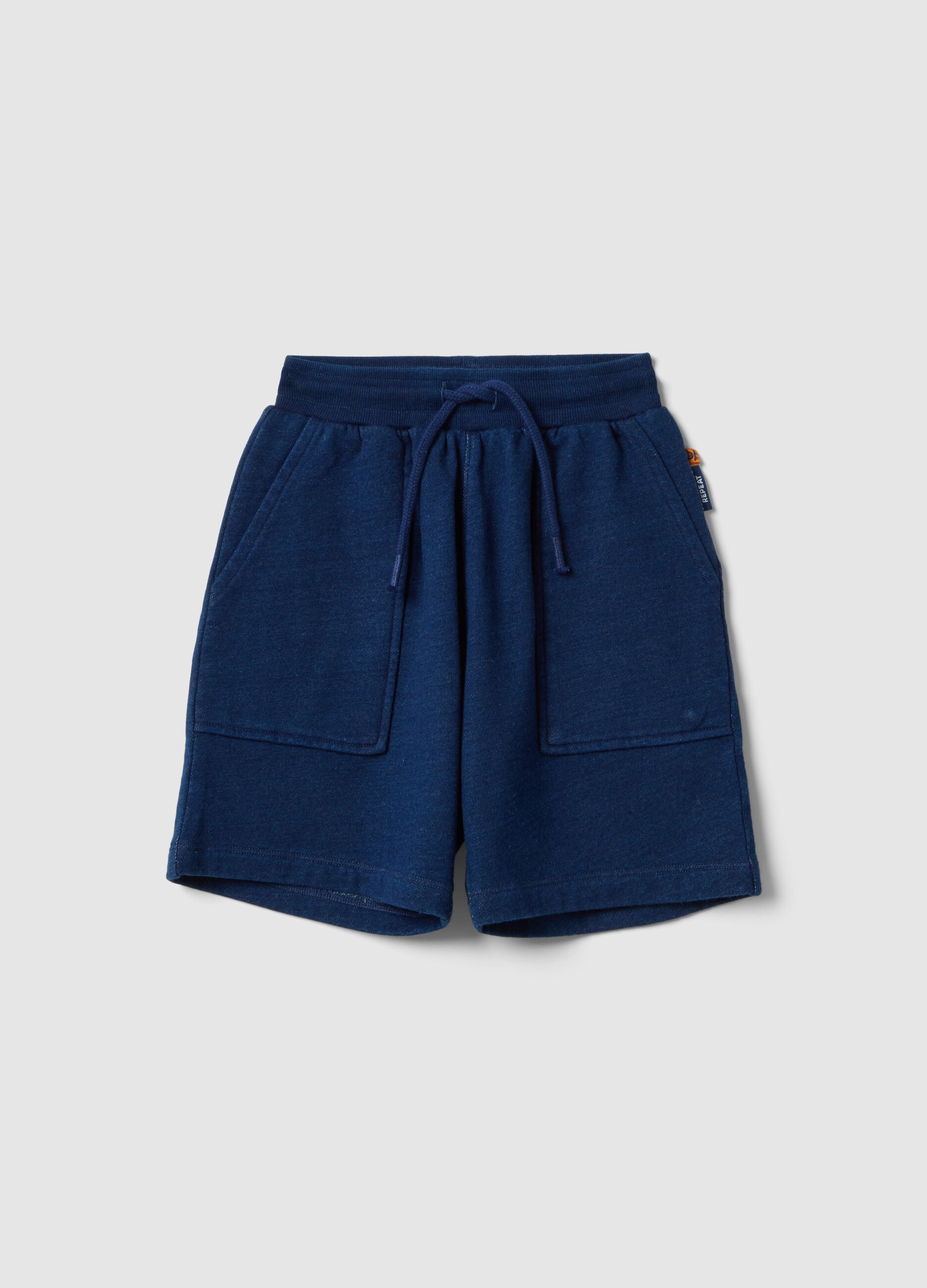 Children's blue cotton blend regular fit shorts