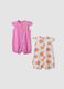 2-pack pink baby rompers in pure cotton_0