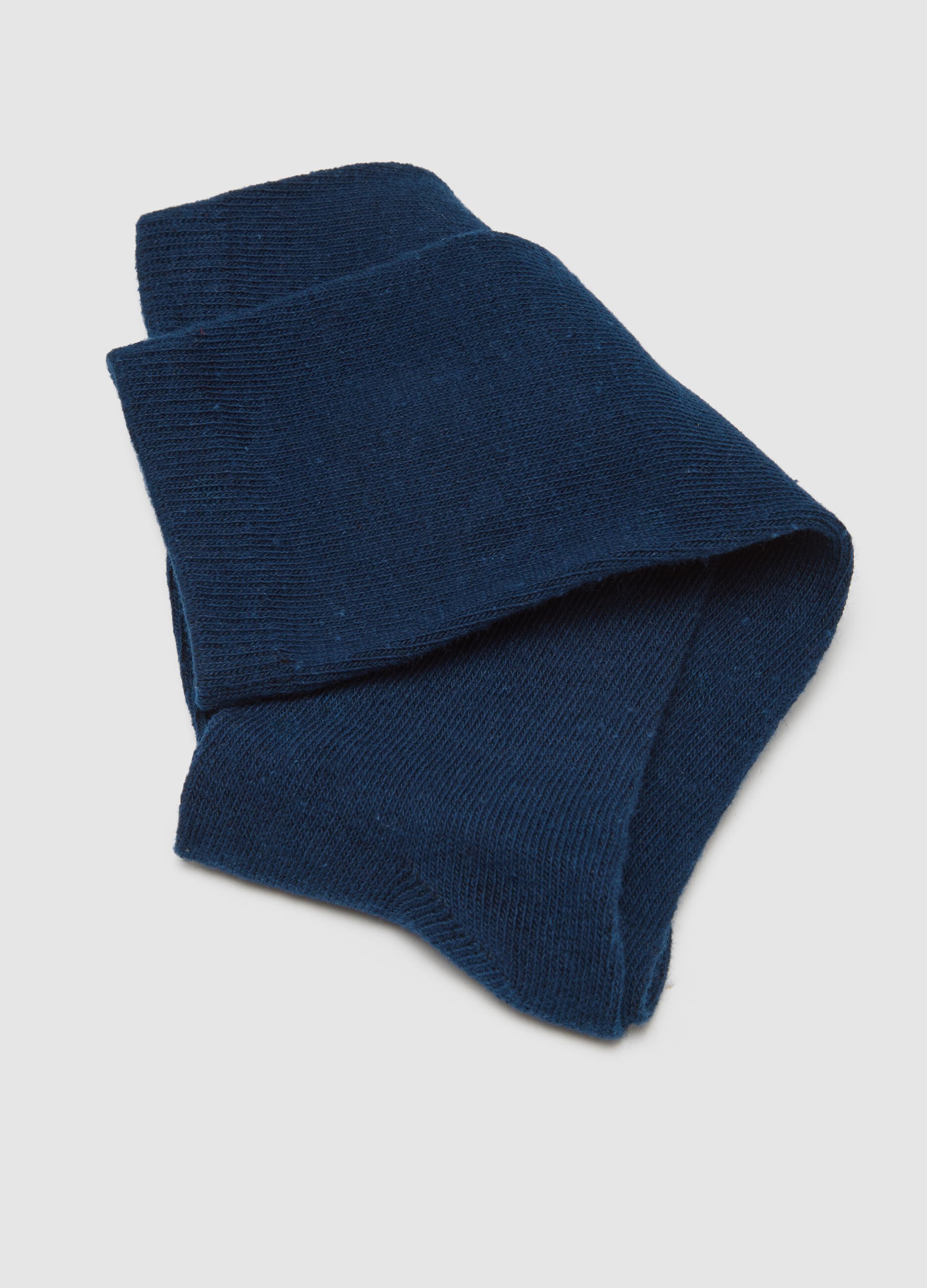 Long blue cotton blend socks for boys