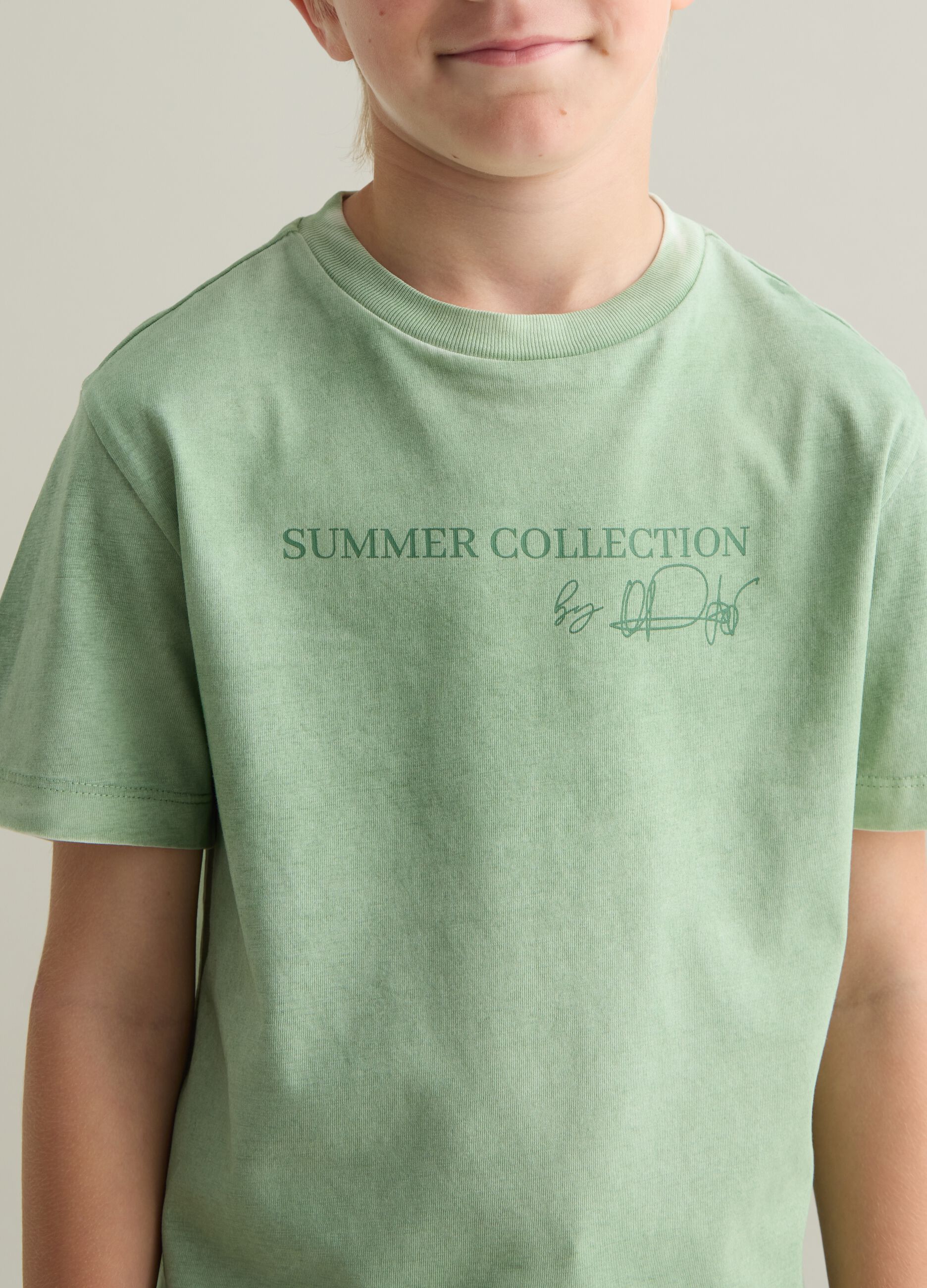 Green regular fit pure cotton kids' t-shirt