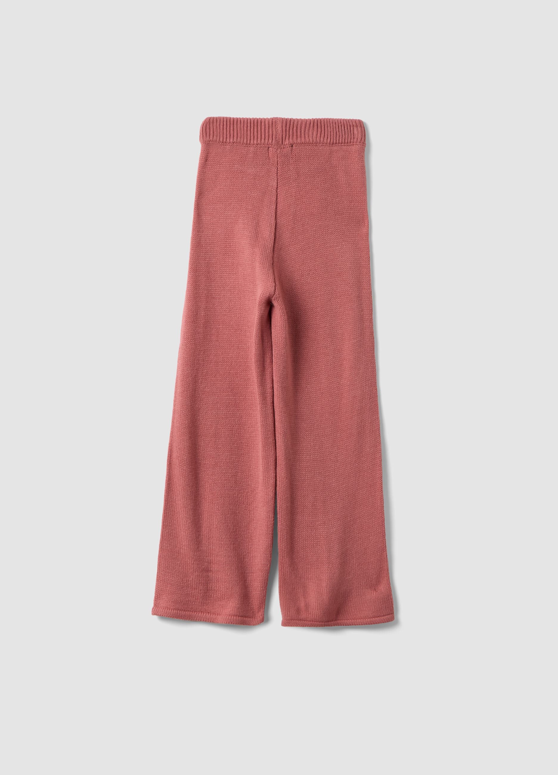 Pink regular-fit trousers with bow