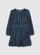 Blue velour girl's dress regular fit with ruffles_0
