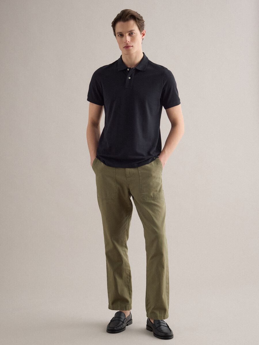 Polo a maniche corte in puro cotone nero regular fit_1