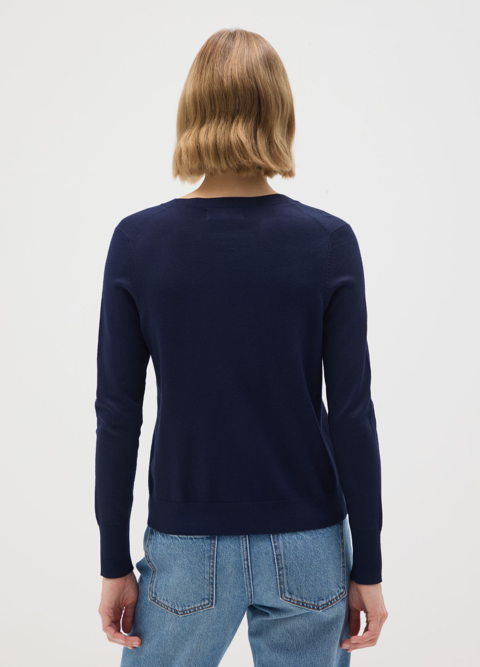 Blue Regular Fit Viscose Blend Cardigan
