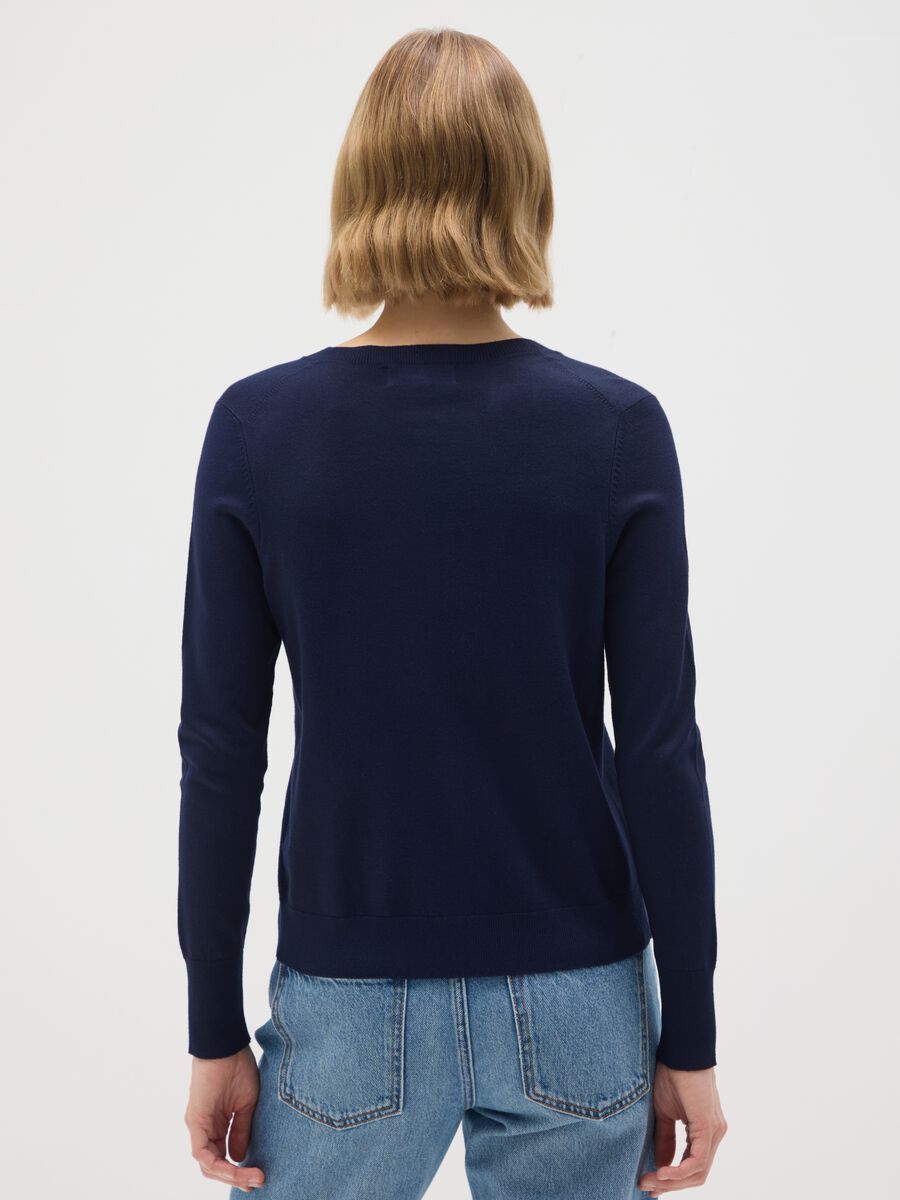 Cardigan in misto viscosa blu regular fit_2