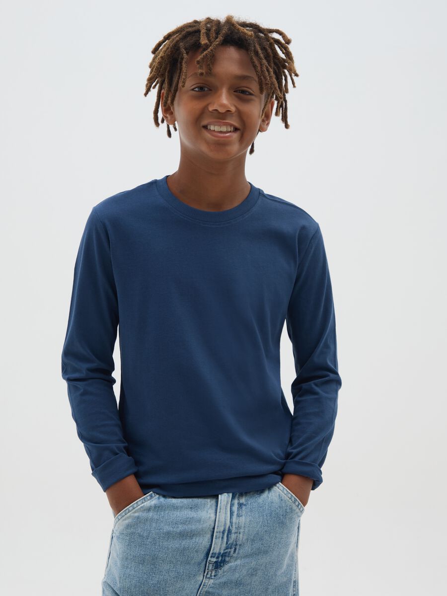 Boys' Long Sleeve T-shirt in Blue Jersey_0