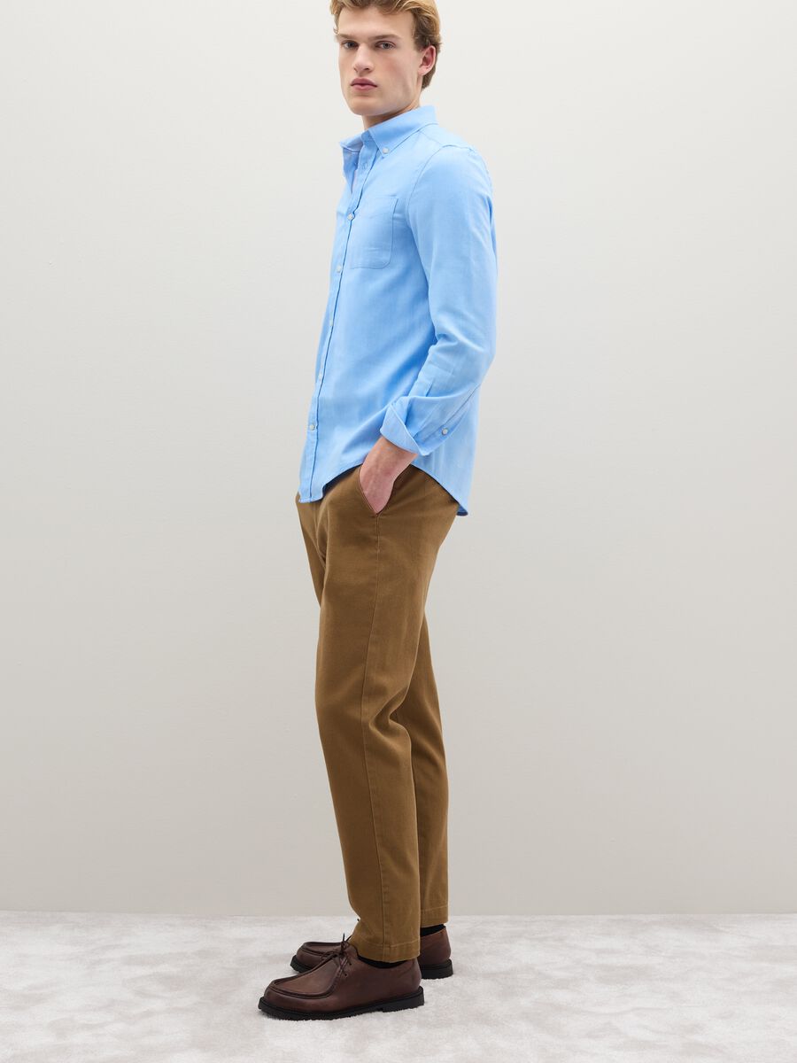 Camicia azzurra a maniche lunghe in puro cotone flanella regular fit_2