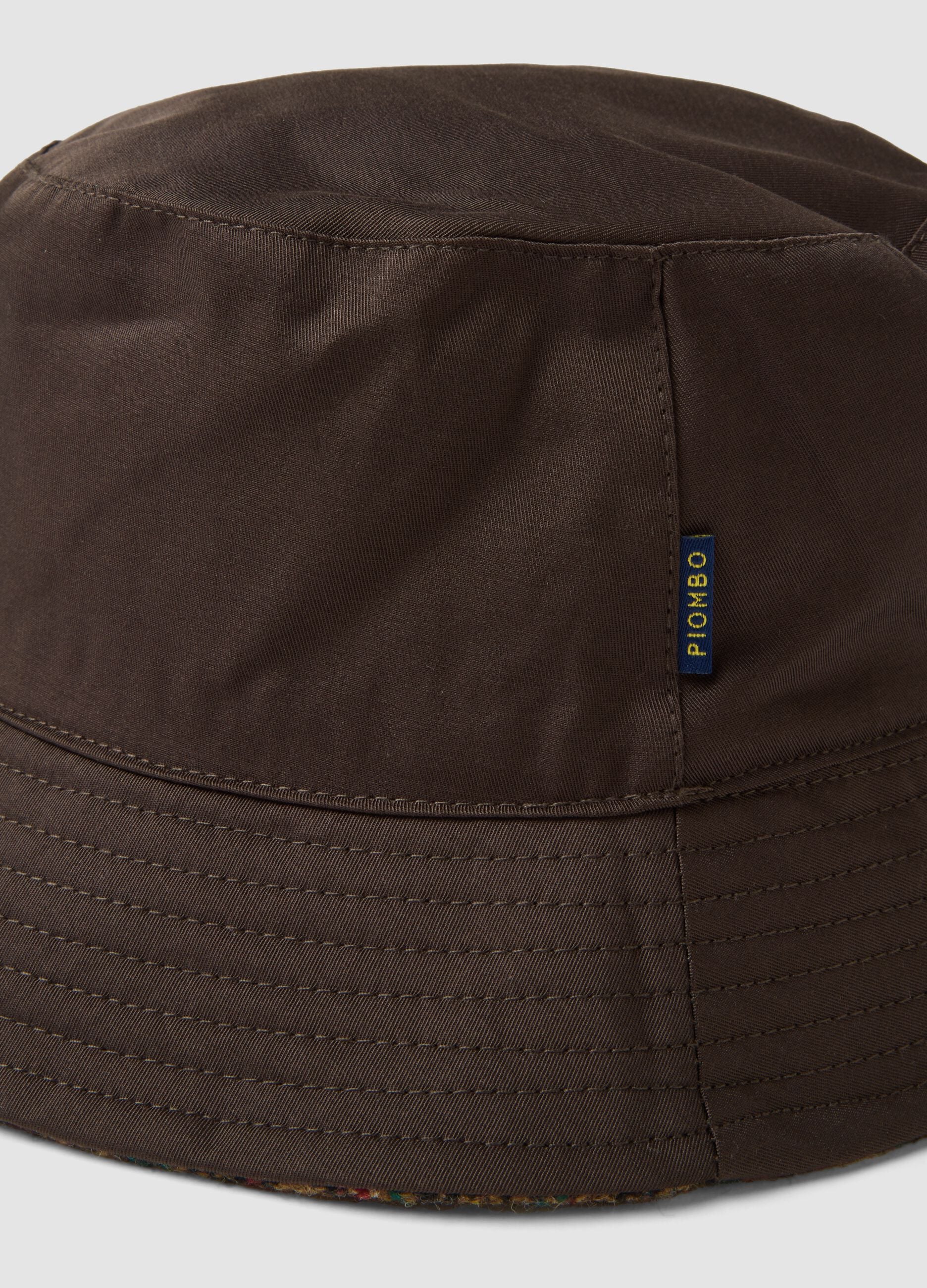 Brown reversible cotton-blend hat