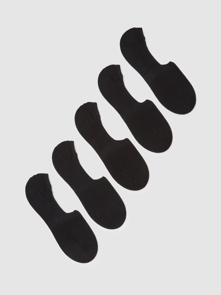 Black Cotton Invisible Socks Set_0
