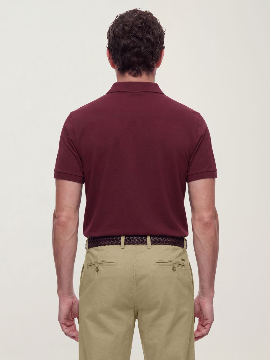 Polo rossa in puro cotone piquet con colletto classico regular fit_3