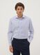 Light blue striped pure cotton dobby shirt with French collar, non-iron_0