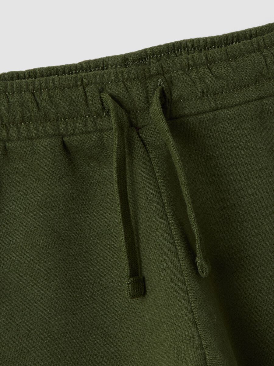 Pantaloni jogger verdi in puro cotone con stampa orsetto over fit_3