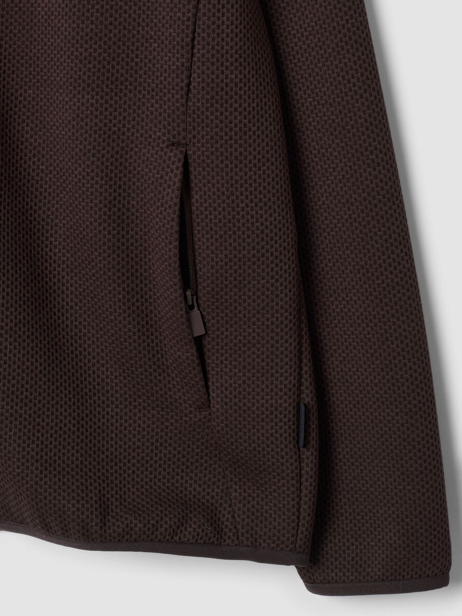 Felpa marrone in viscosa e modal elasticizzato con cappuccio Girocollo_1