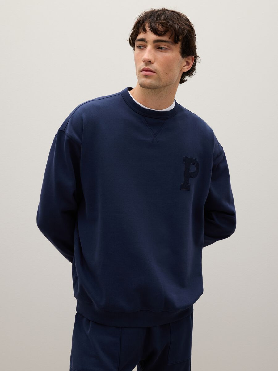Felpa in puro cotone blu regular fit_1