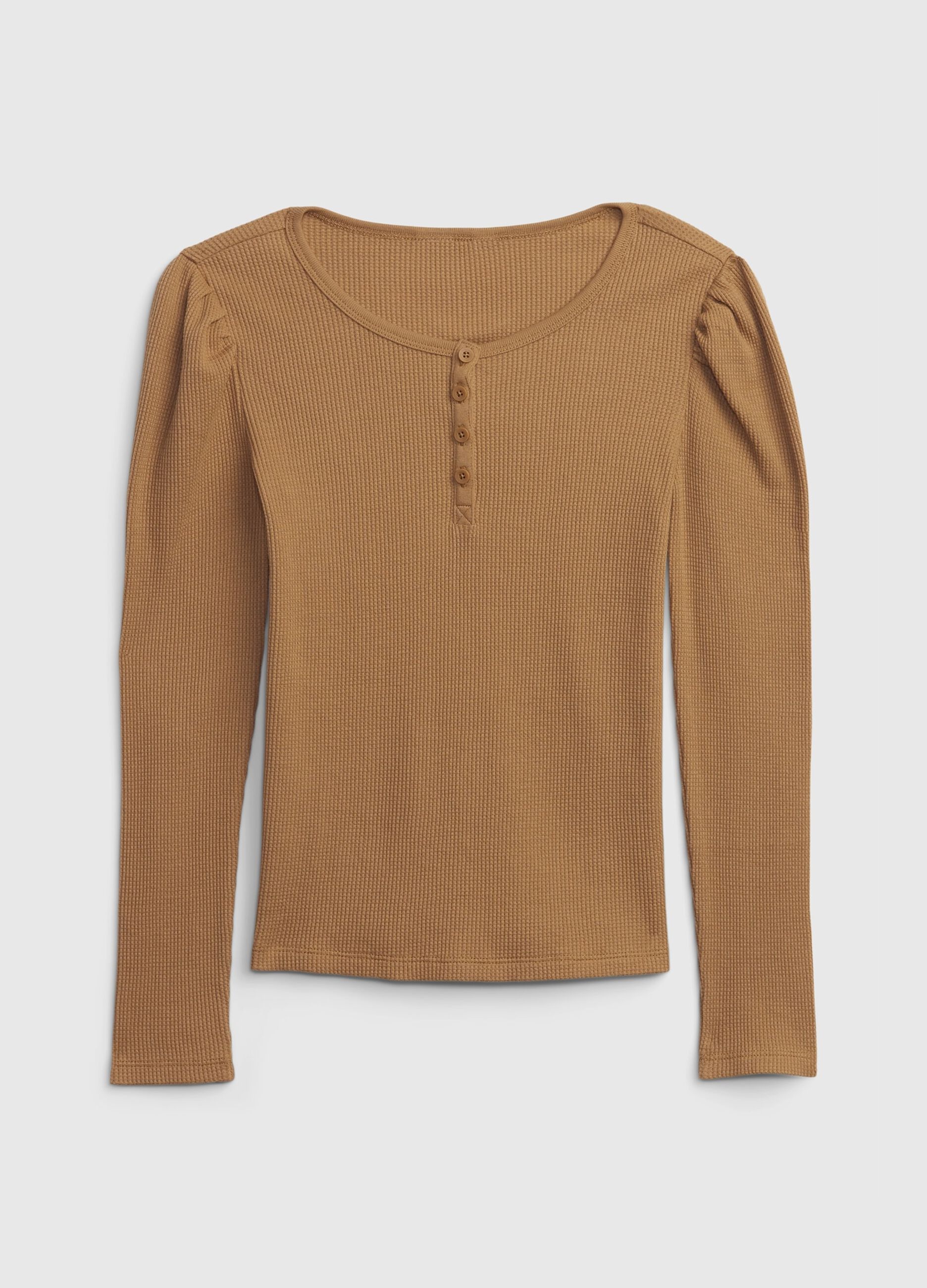 Long-sleeved T-shirt with waffle weave
