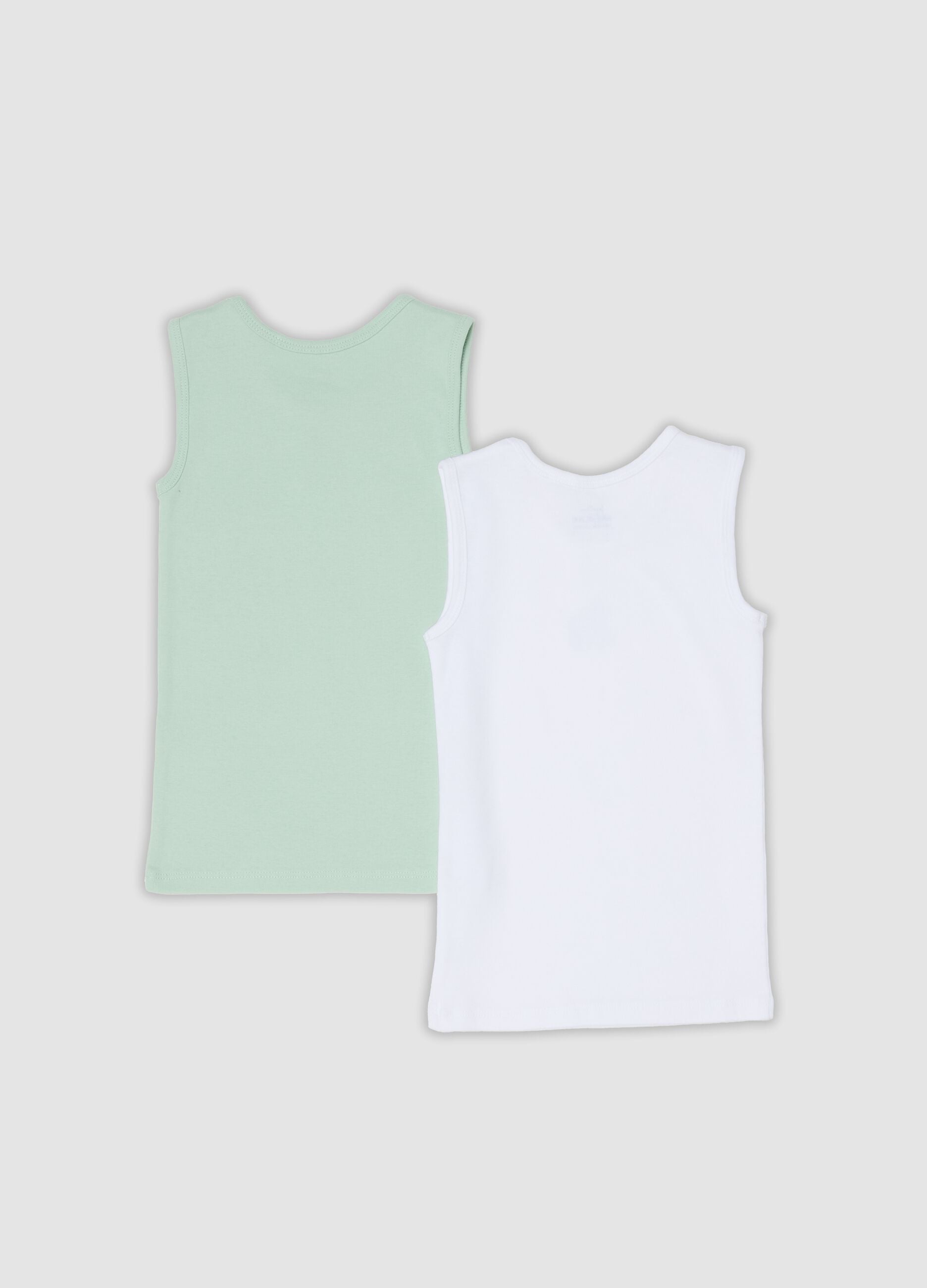 2-pack multicolour organic cotton sleeveless vests with print for baby