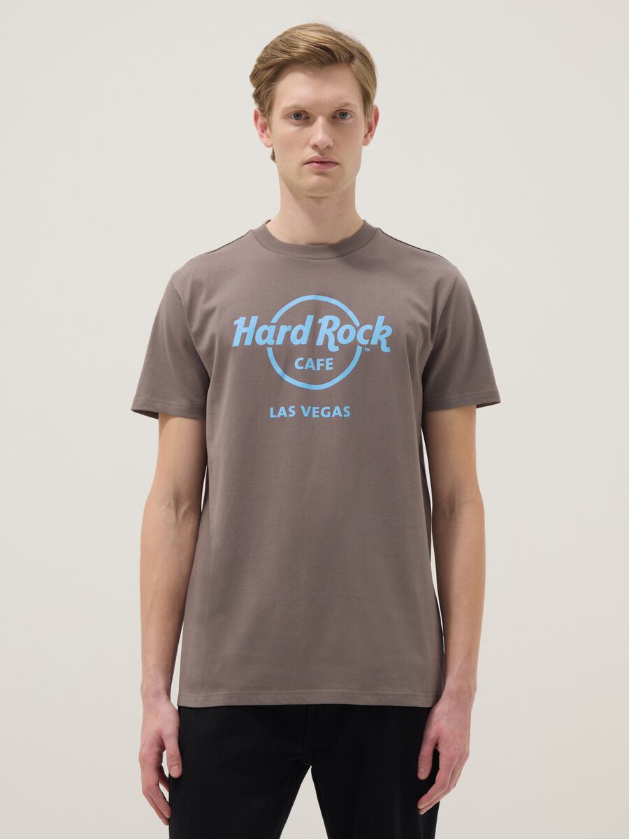 Grey regular fit pure cotton T-shirt with Hard Rock Cafe logo_0