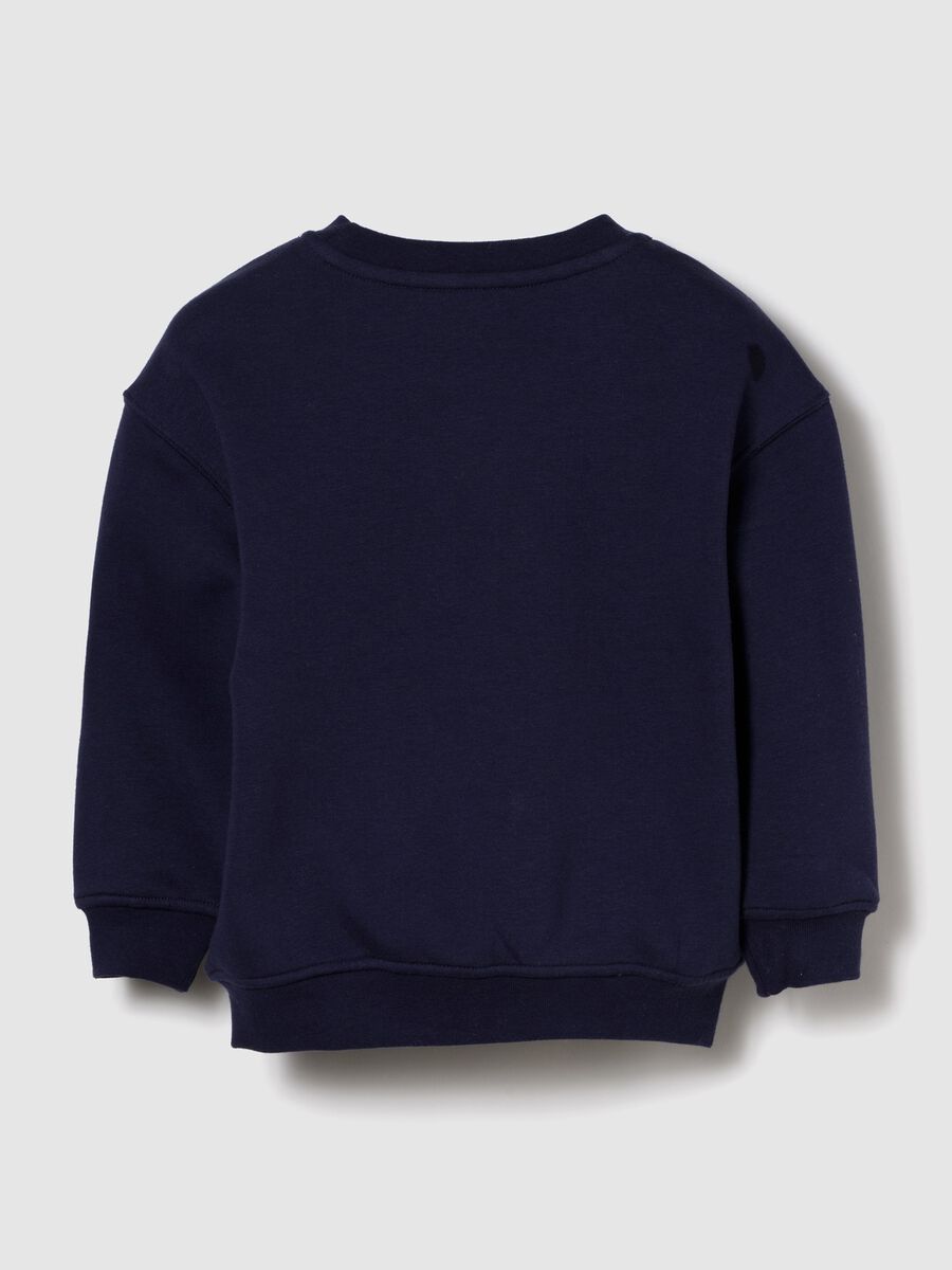 Blue sweatshirt with playful print_1