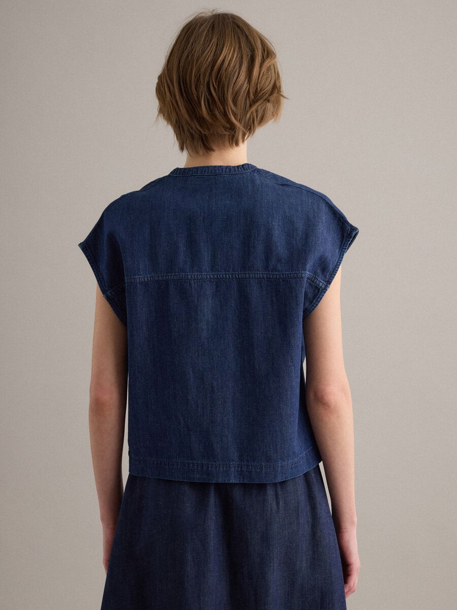 Blue denim shirt in a cotton, linen and viscose blend, oversized fit_3