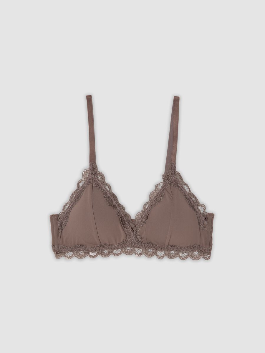 Reggiseno a triangolo grigio in microfibra elasticizzata con pizzo_0