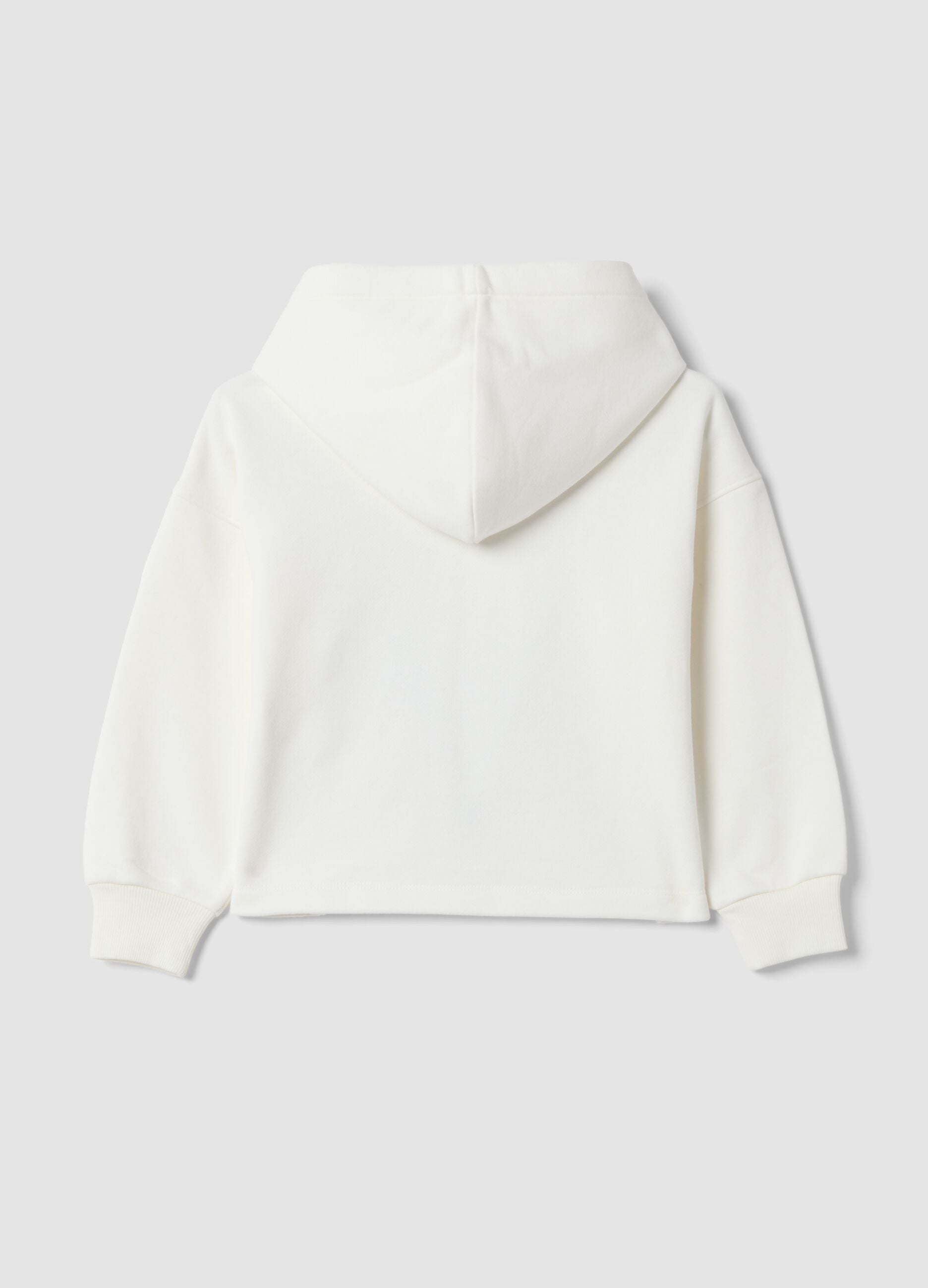 White hooded sweatshirt with teddy bear print in cotton blend