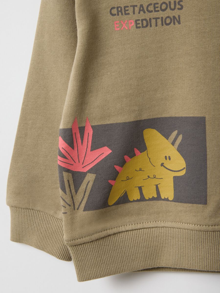 Beige pure cotton regular fit sweatshirt for kids with print_3