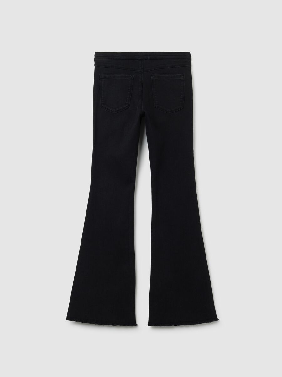 Girls' black cotton blend flare jeggings_4