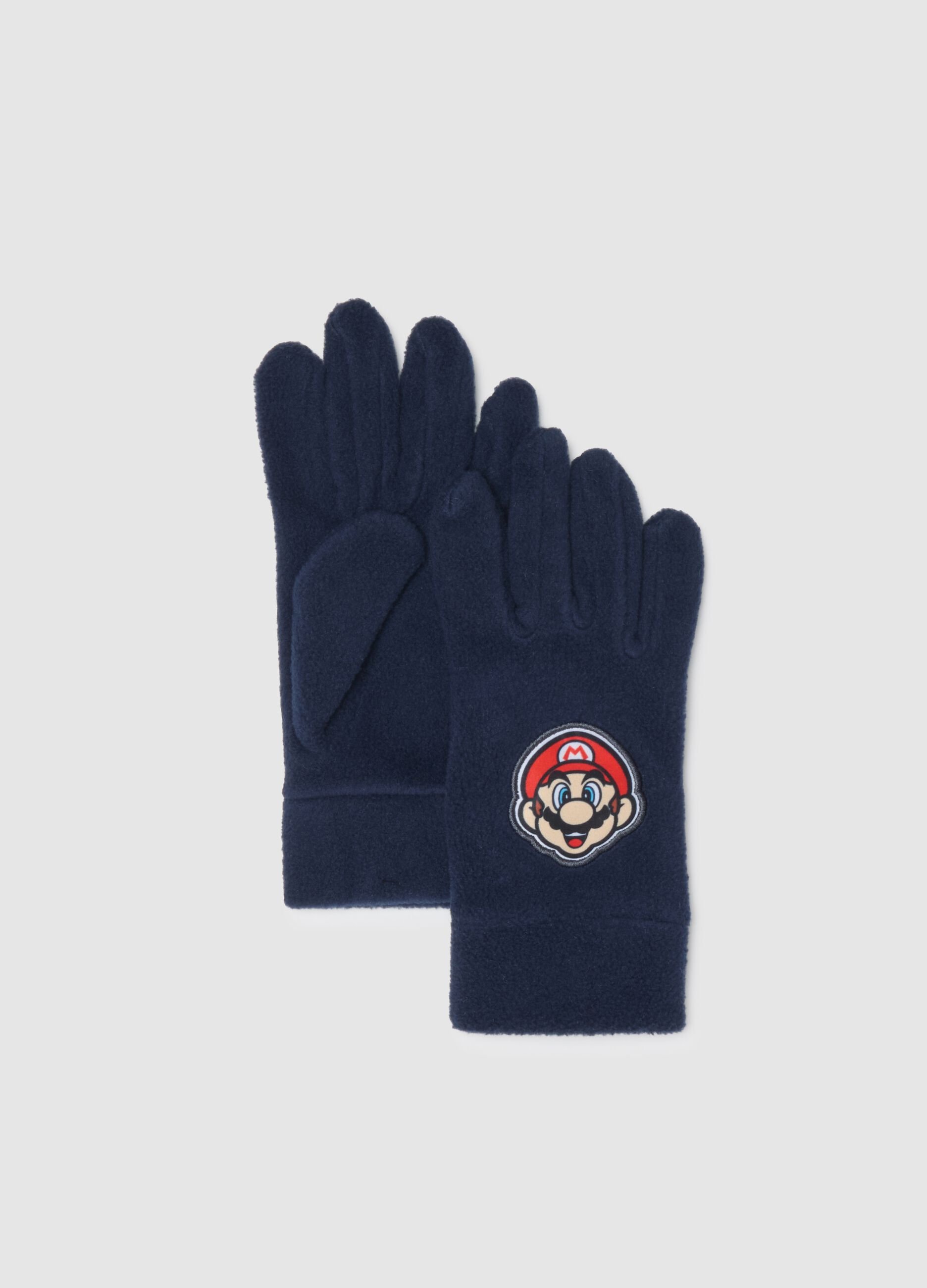 Blue Fleece Kids Super Mario Bros Gloves