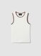 White Stretch Cotton Vest Regular Fit with Embroidered Edges_4