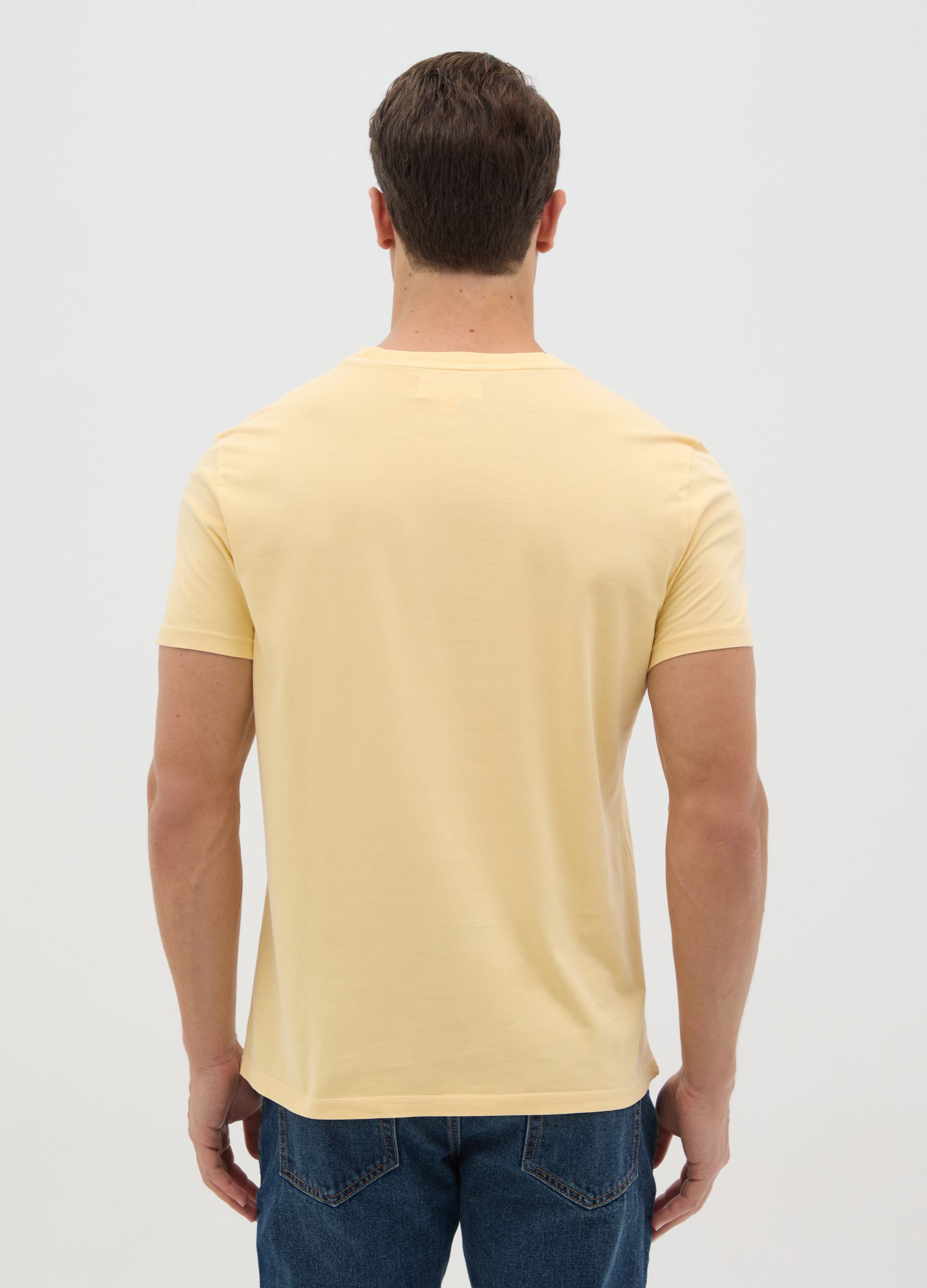 Men’s yellow, regular-fit T-shirt in 100% cotton