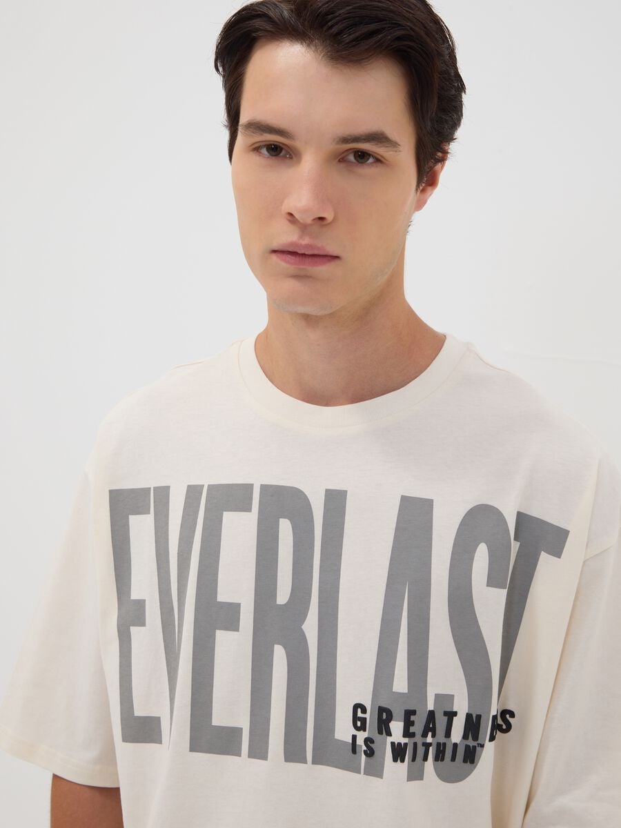 White oversized pure cotton T-shirt with front logo_2