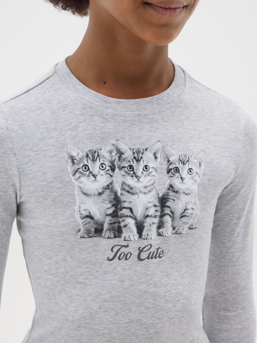 Maglia da ragazza in cotone elasticizzato grigia regular fit_2