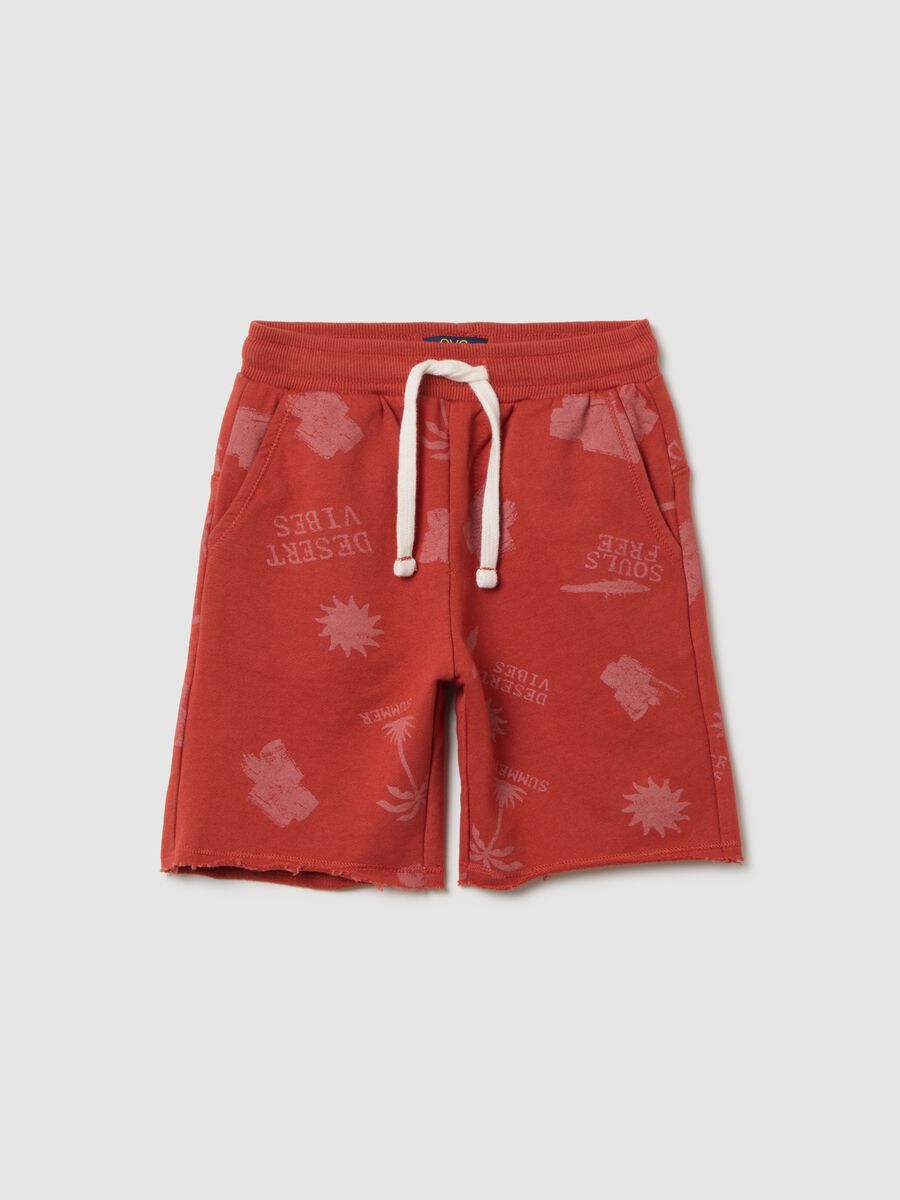 Children's red pure cotton bermuda shorts regular fit_0